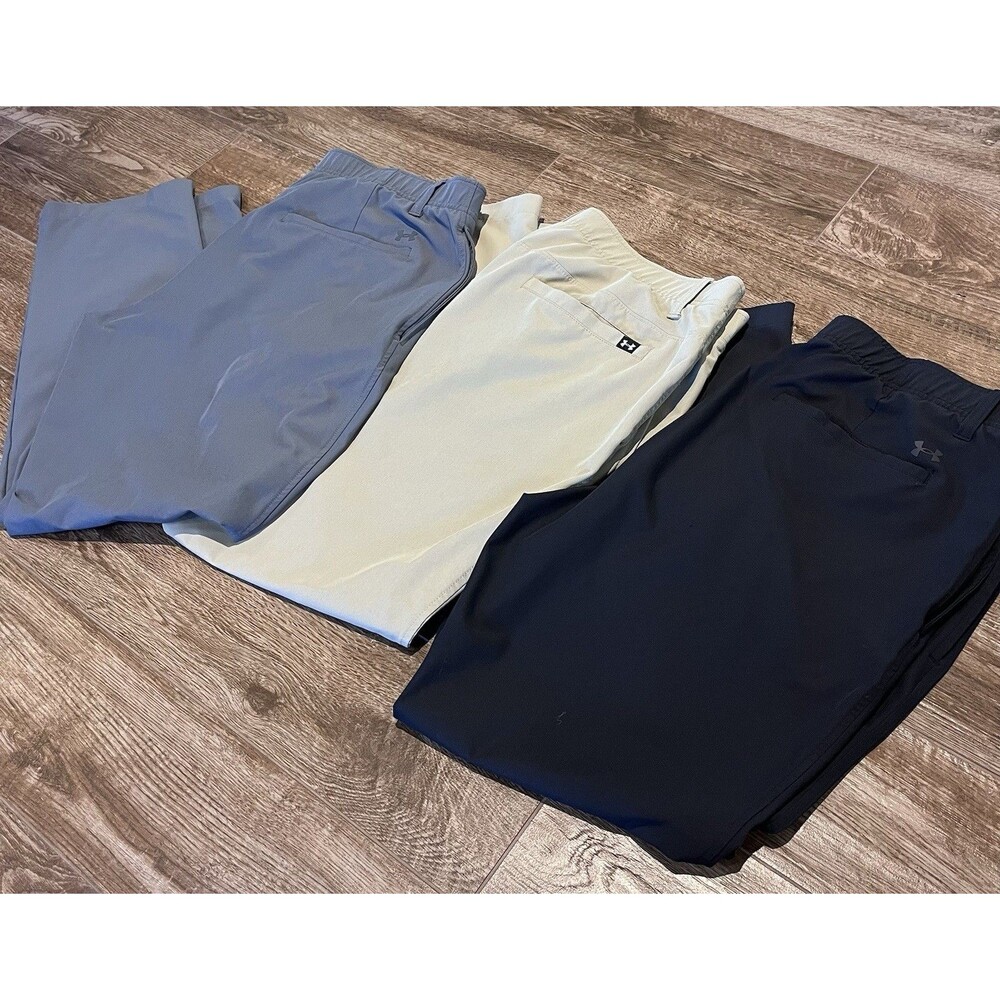 Under Armour Drive Golf Pants Mens 38x30 Black Tan Gray Performance Lot of 3